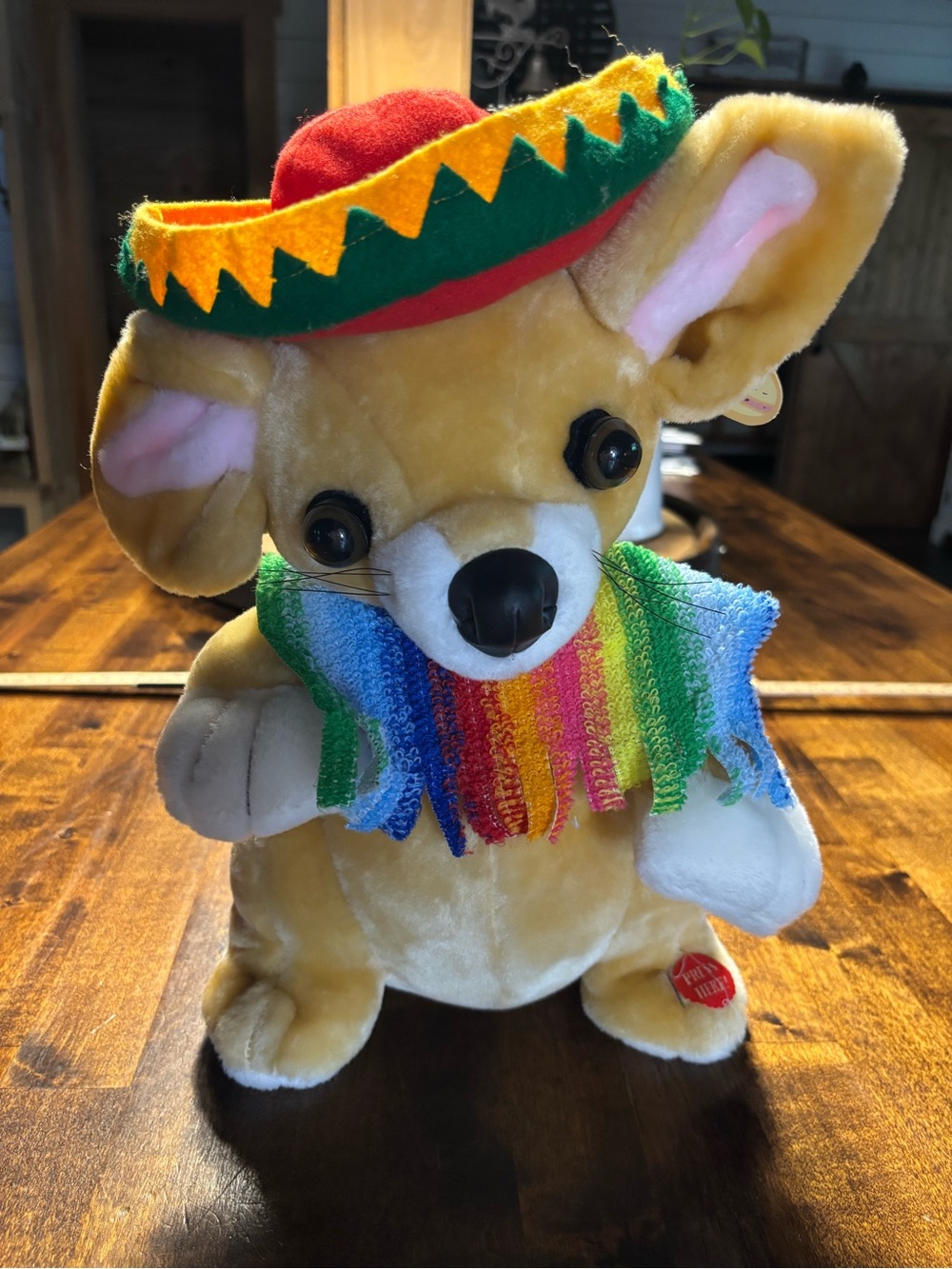 Goffa Mexican Chihuahua Dog w/Poncho & Sombrero Plush Animated Plays "La Bamba"